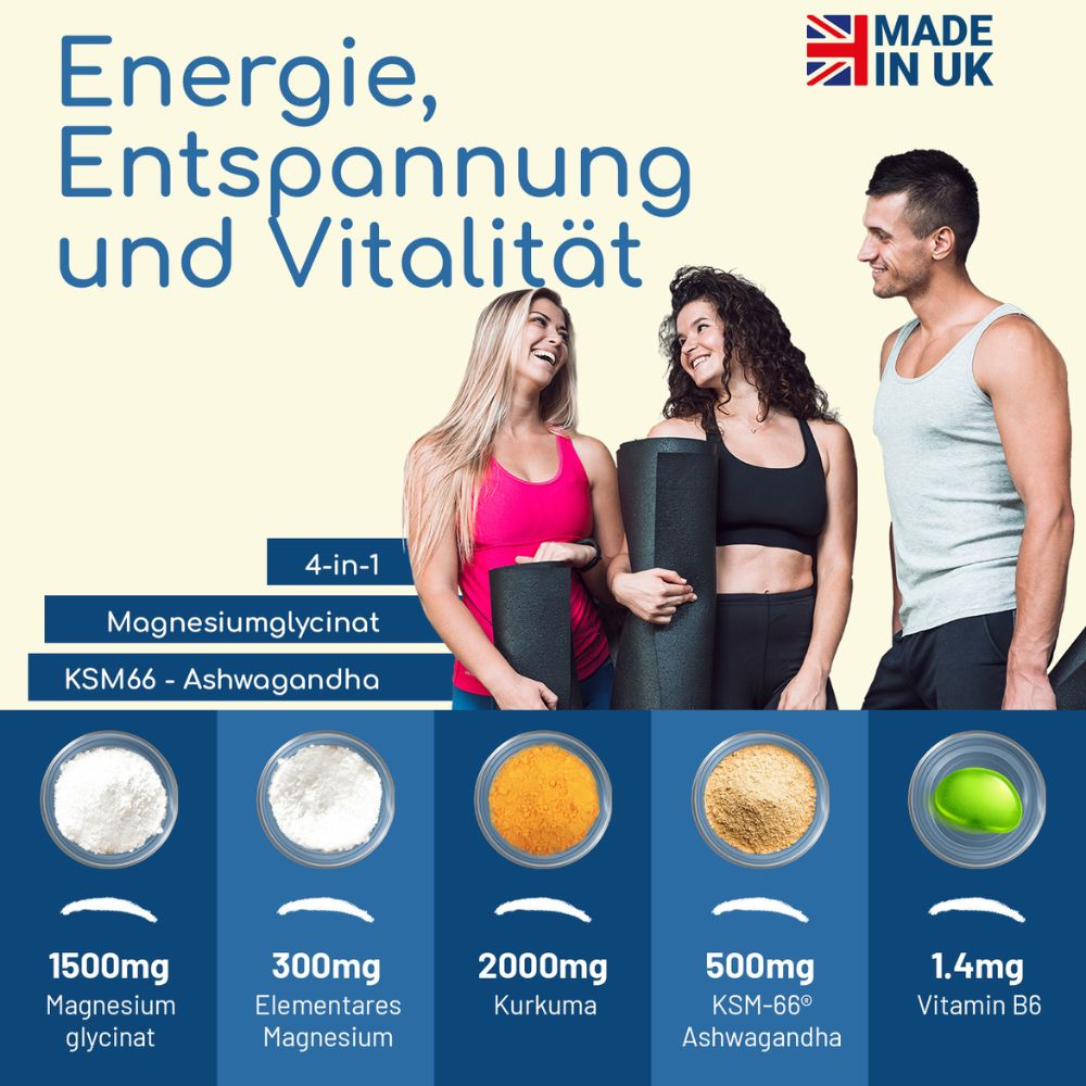 Prowise Healthcare 4-IN-1 Magnesiumglycinat mit Ashwagandha, Kurkuma & Vitamin B6 · 90 vegane Kapseln – Bild 2