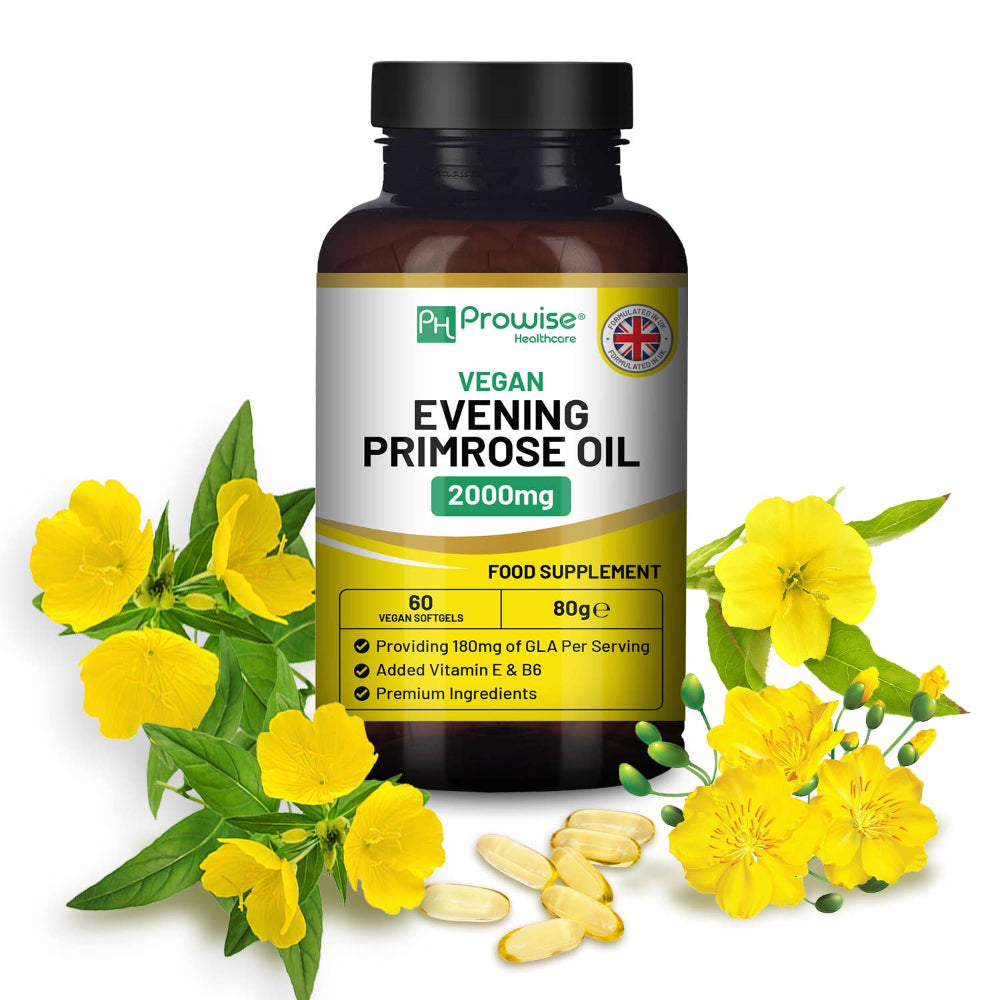 Prowise Healthcare Veganes Nachtkerzenöl 2000mg mit Vitamin E & B6 · 60 Weichkapseln
