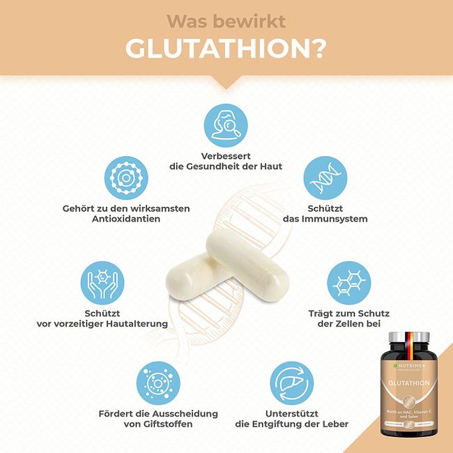 Nutrimea | L-GLUTATHION reduziert zu 98% mit Vorläufern + Vitamin C - 90 Kapseln