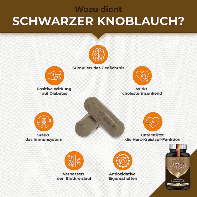 Nutrimea | Schwarzer Knoblauch BIO aus Knoblauchextrakt - 90 Kapseln