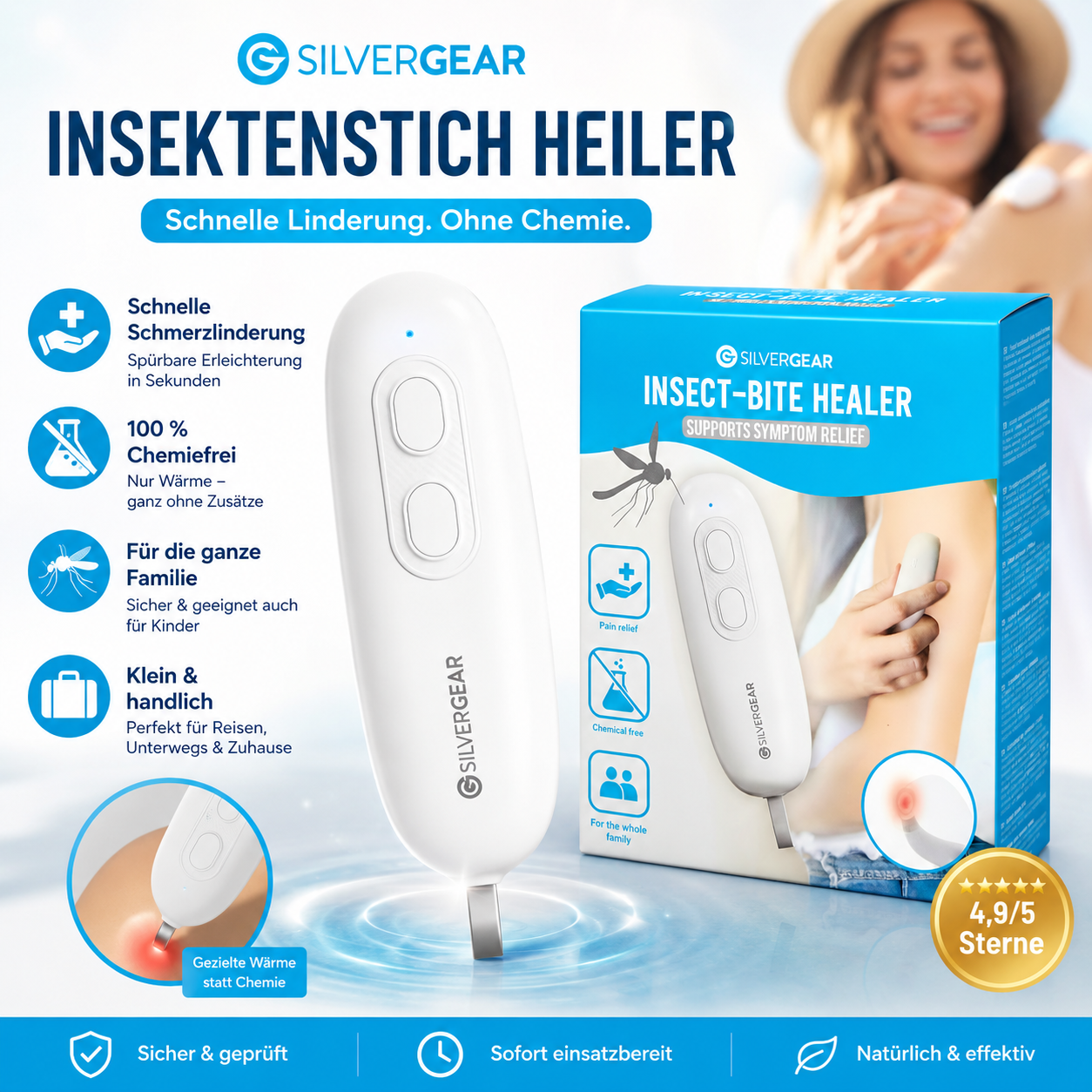 Silvergear | Insektenstichheiler mit Wärmefunktion - Unterstützung bei Juckreiz und Hautreizungen