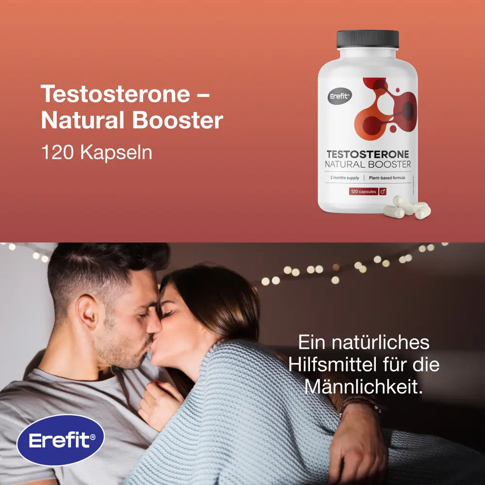 Erefit | Testosterone – Natural Booster – Alternative zu Viagra und Kamagra - 120 Kapseln
