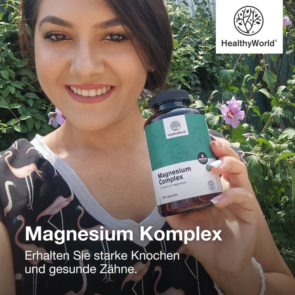 HealthyWorld | Magnesium Komplex – 5 Magnesiumformen für Muskeln, Energie & Nerven - 180 Kapseln