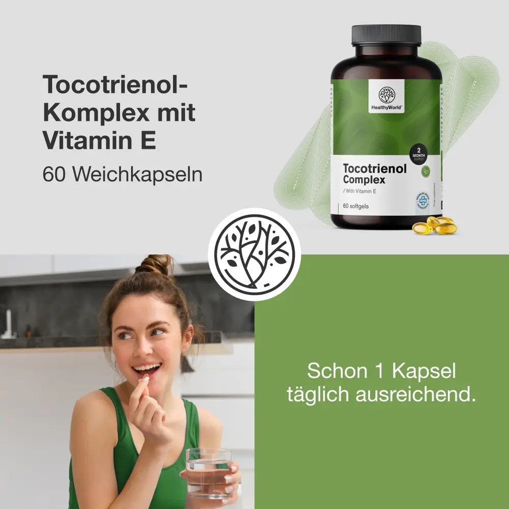 HealthyWorld | Tocotrienol-Komplex mit Vitamin E – 60 Weichkapseln