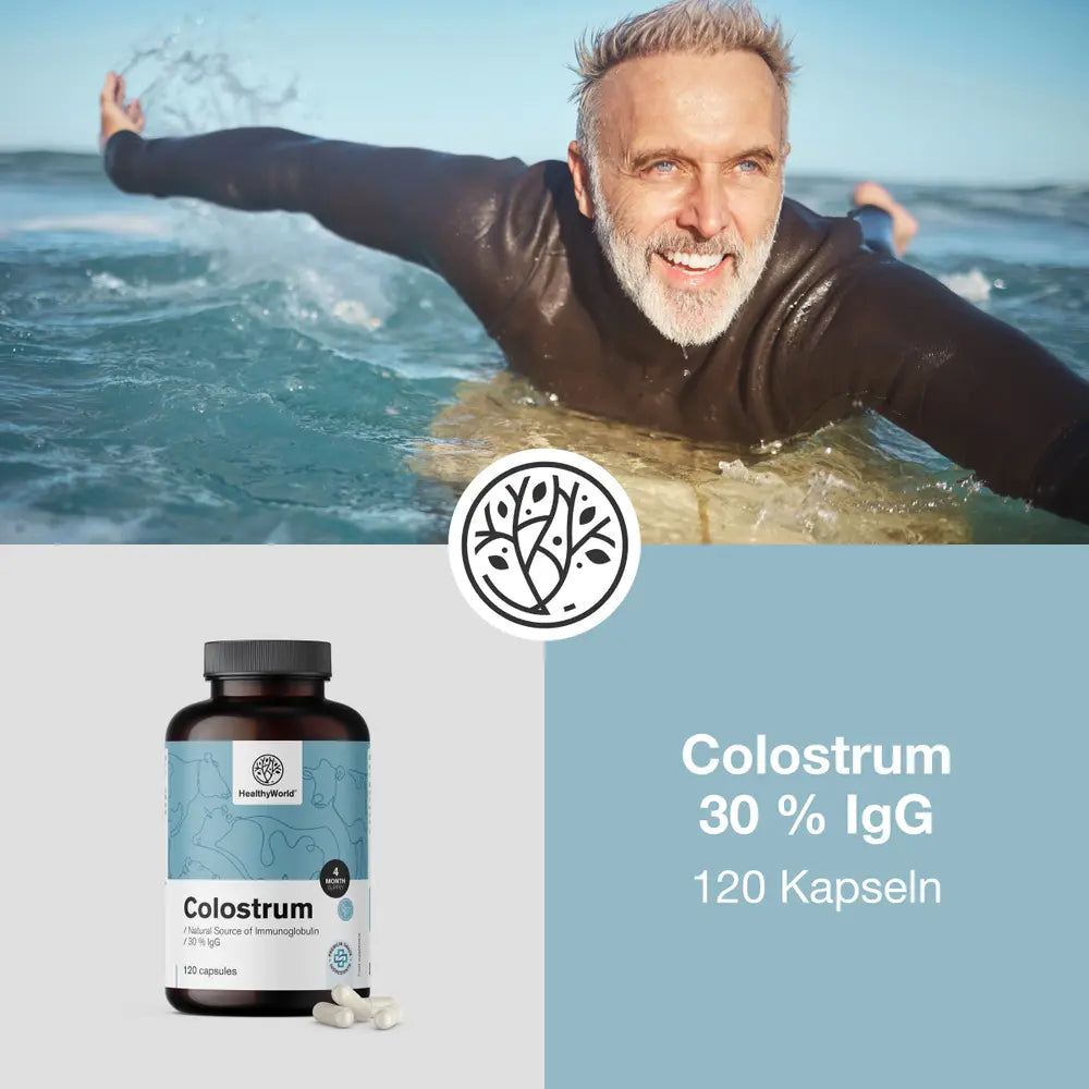 HealthyWorld | Colostrum 30 % IgG für die tägliche Unterstützung der Vitalität - 120 Kapseln