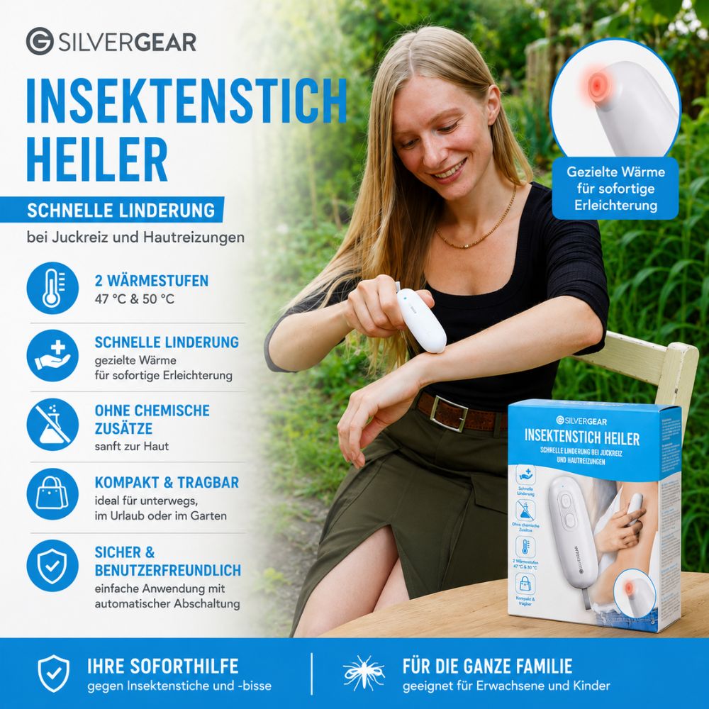 Silvergear | Insektenstichheiler mit Wärmefunktion - Unterstützung bei Juckreiz und Hautreizungen