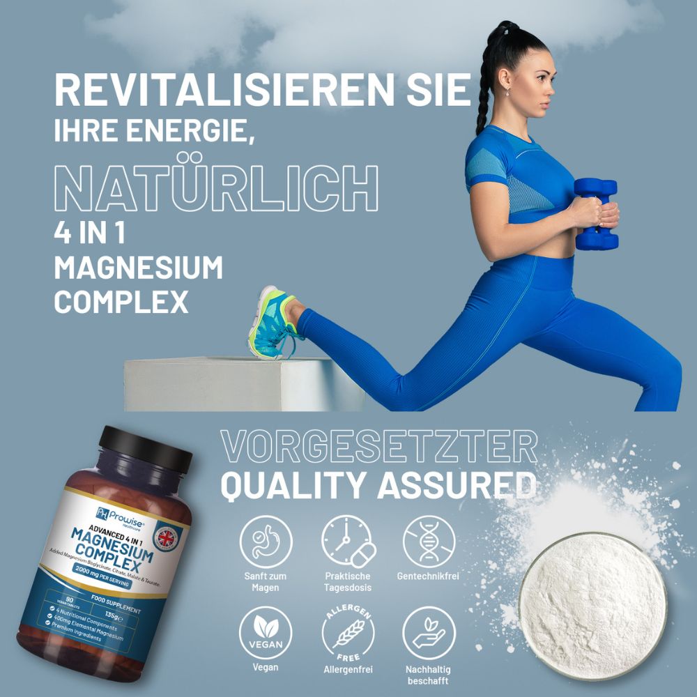 Prowise Healthcare Magnesiumglycinat-Komplex 4 in 1 · 1866 mg · 90 vegane Kapseln – Bild 2