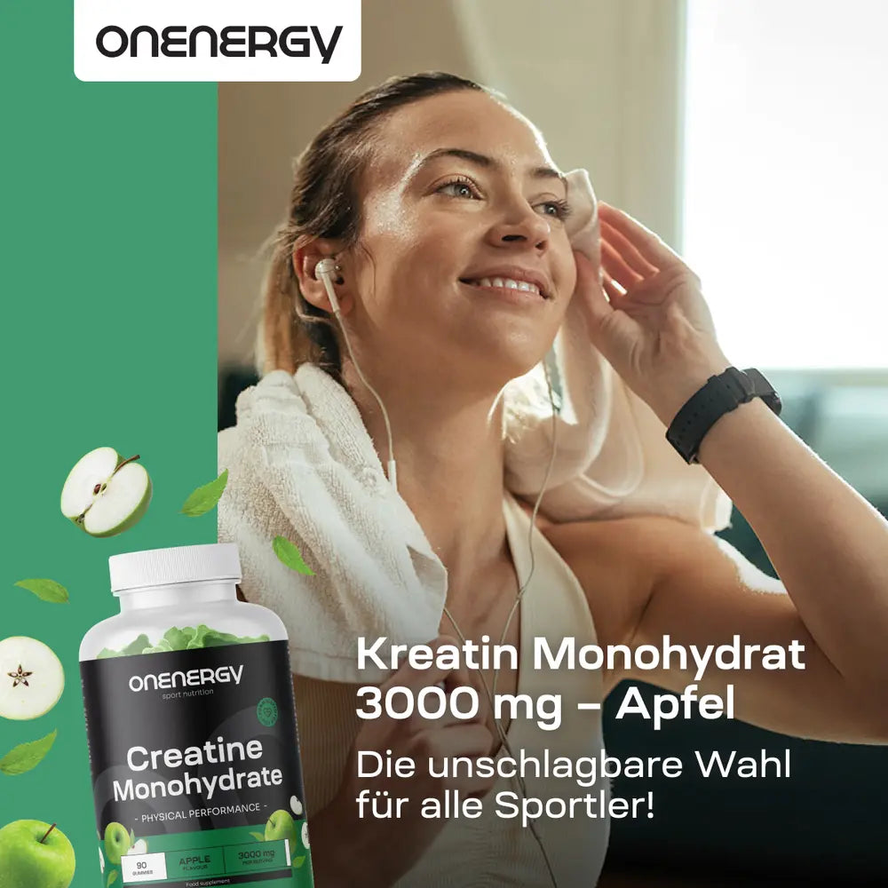 OnEnergy | Kreatin Monohydrat 3000 mg – Apfel - 90 Gummibonbons