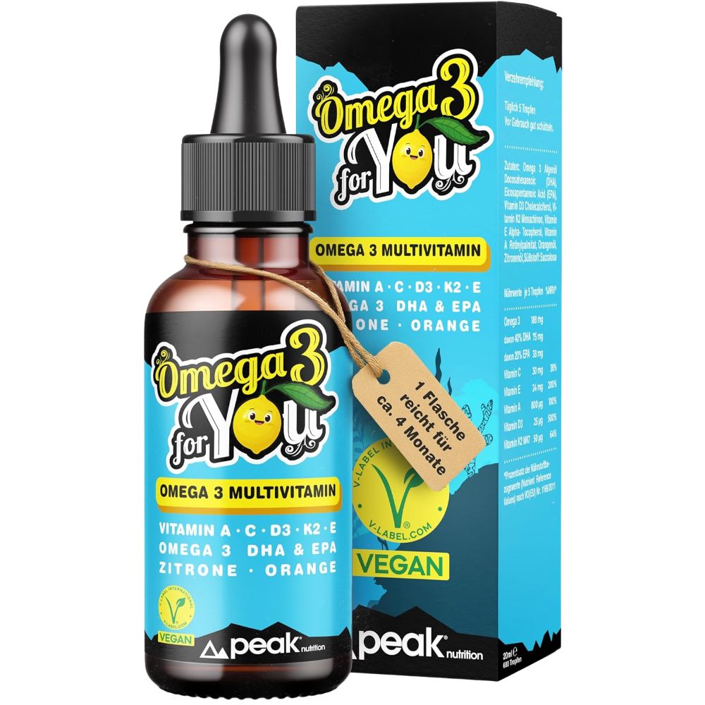 peak nutrition | Omega 3 for YOU - Multivitamin Tropfen für Erwachsene mit DHA + EPA - 20 ml