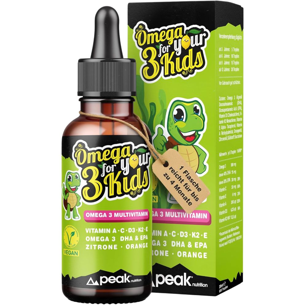 peak nutrition | Omega 3 for your Kids Multivitamin Tropfen für Kinder mit DHA + EPA - 20 ml