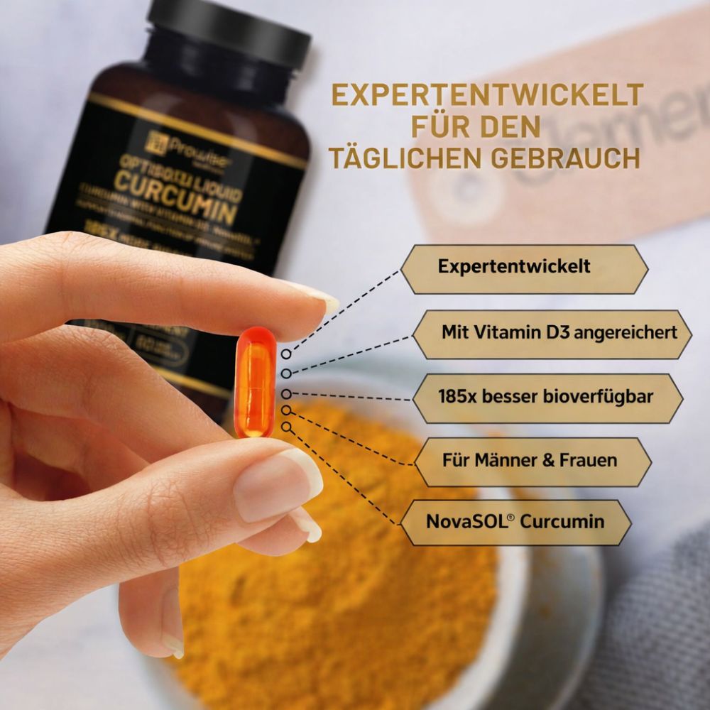 Prowise Healthcare Optisorb flüssiges Curcumin mit Vitamin D · 60 Kapseln – Bild 2