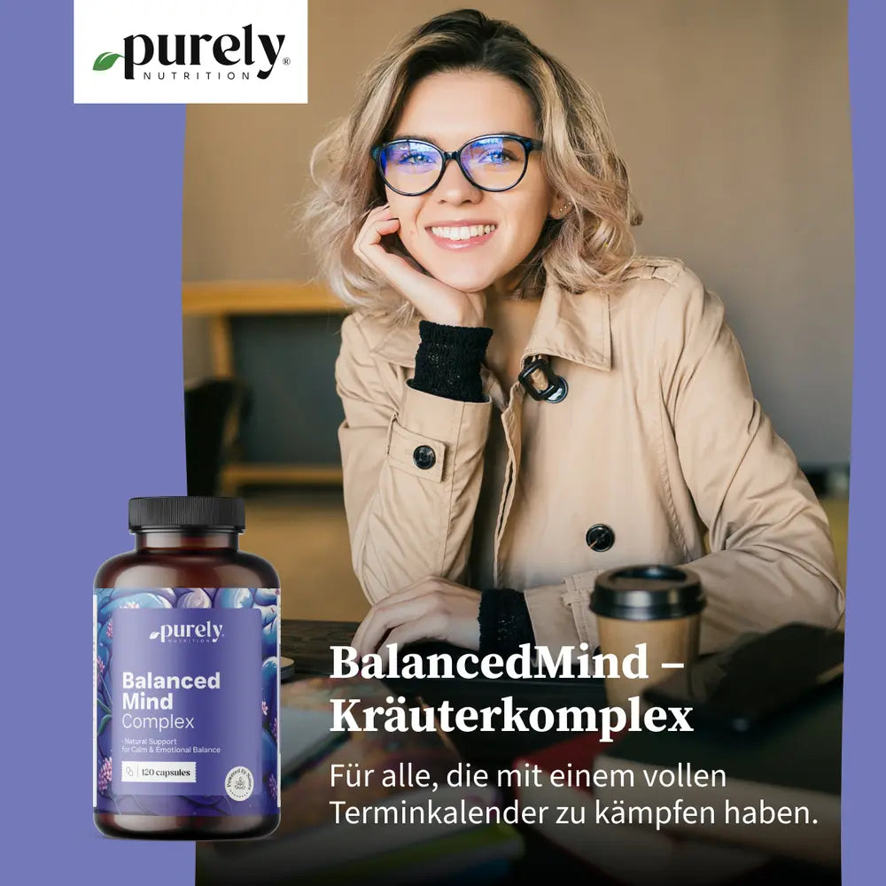 Purely | BalancedMind – Kräuterkomplex für Ruhe und inneres Gleichgewicht - 120 Kapseln