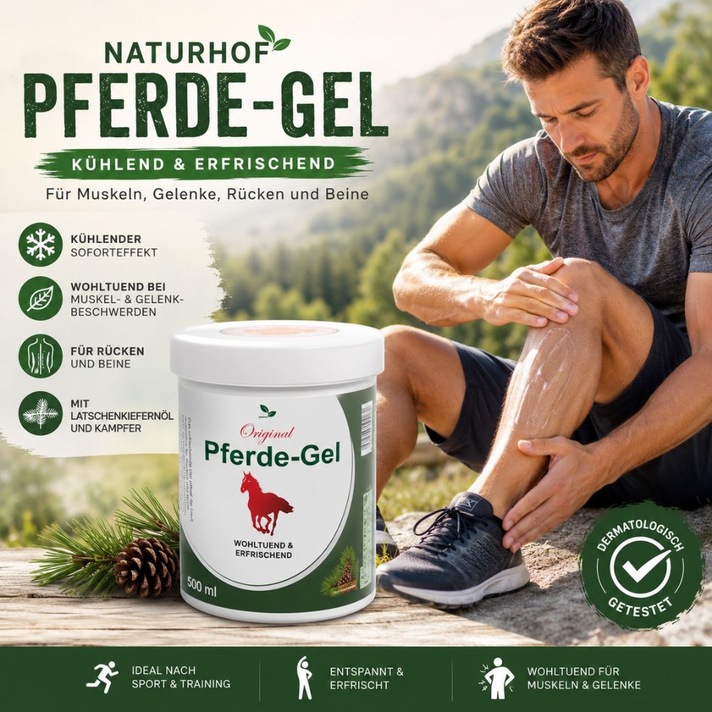 Naturhof | Pferde-Gel für Muskeln, Gelenke, Rücken und Beine - 500ml