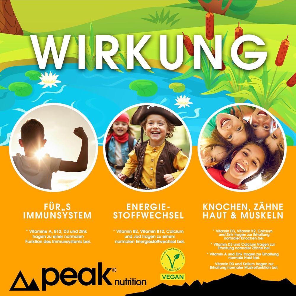 peak nutrition | Vegan for your Kids - Multivitamin All-in-One für Kinder - 180 Kapseln