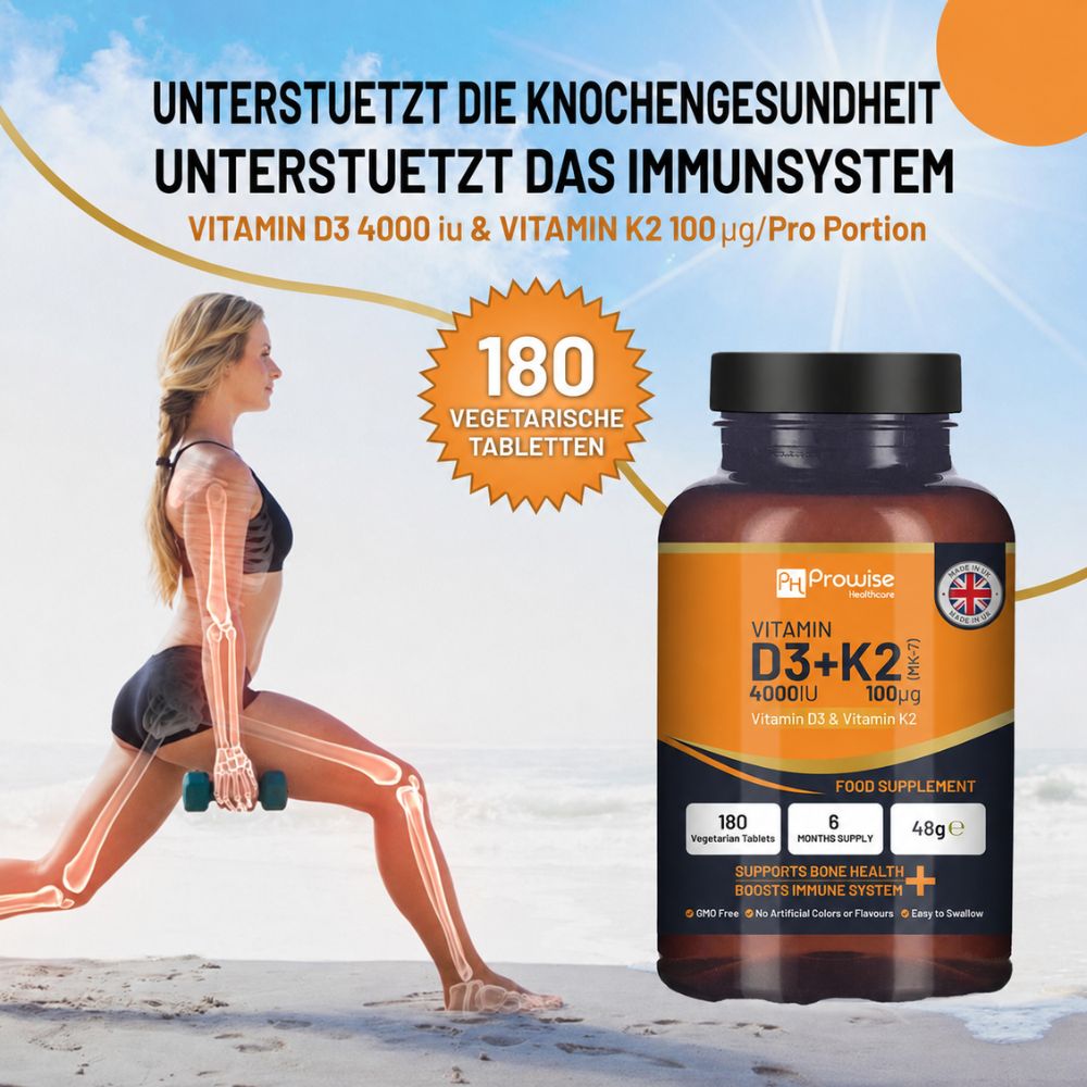 Prowise Healthcare Vitamin D3 4000 IE & K2 MK7 100 µg · 180 Vegetarische Tabletten – Bild 2