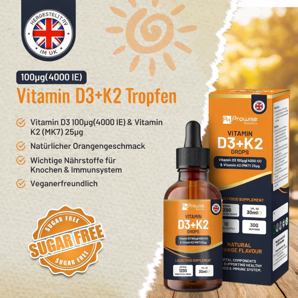 Prowise Healthcare Vitamin D3 4000 IE + K2 MK7 25 µg Tropfen · 30ml – Bild 2
