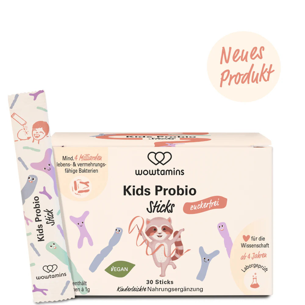 WOWTAMINS | Kids Probio mit 9 Bakterienstämmen - 30 zuckerfreie Sticks