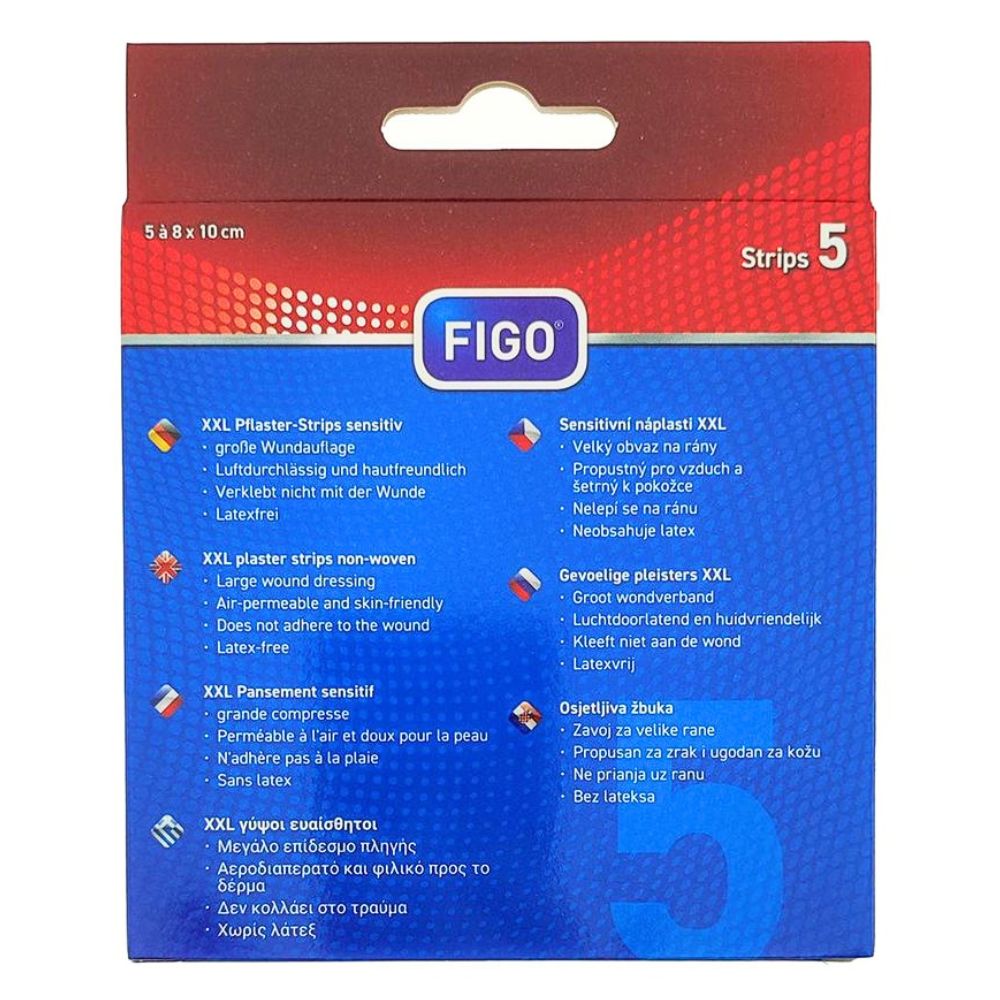 Figo | Wundpflaster XXL Pflaster sensitiv 80x100mm weiß - 5 Stück