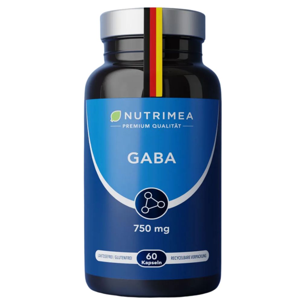 Nutrimea | GABA Pur Pur 750mg - Hochdosiert & Ohne Zusätze - 60 Kapseln
