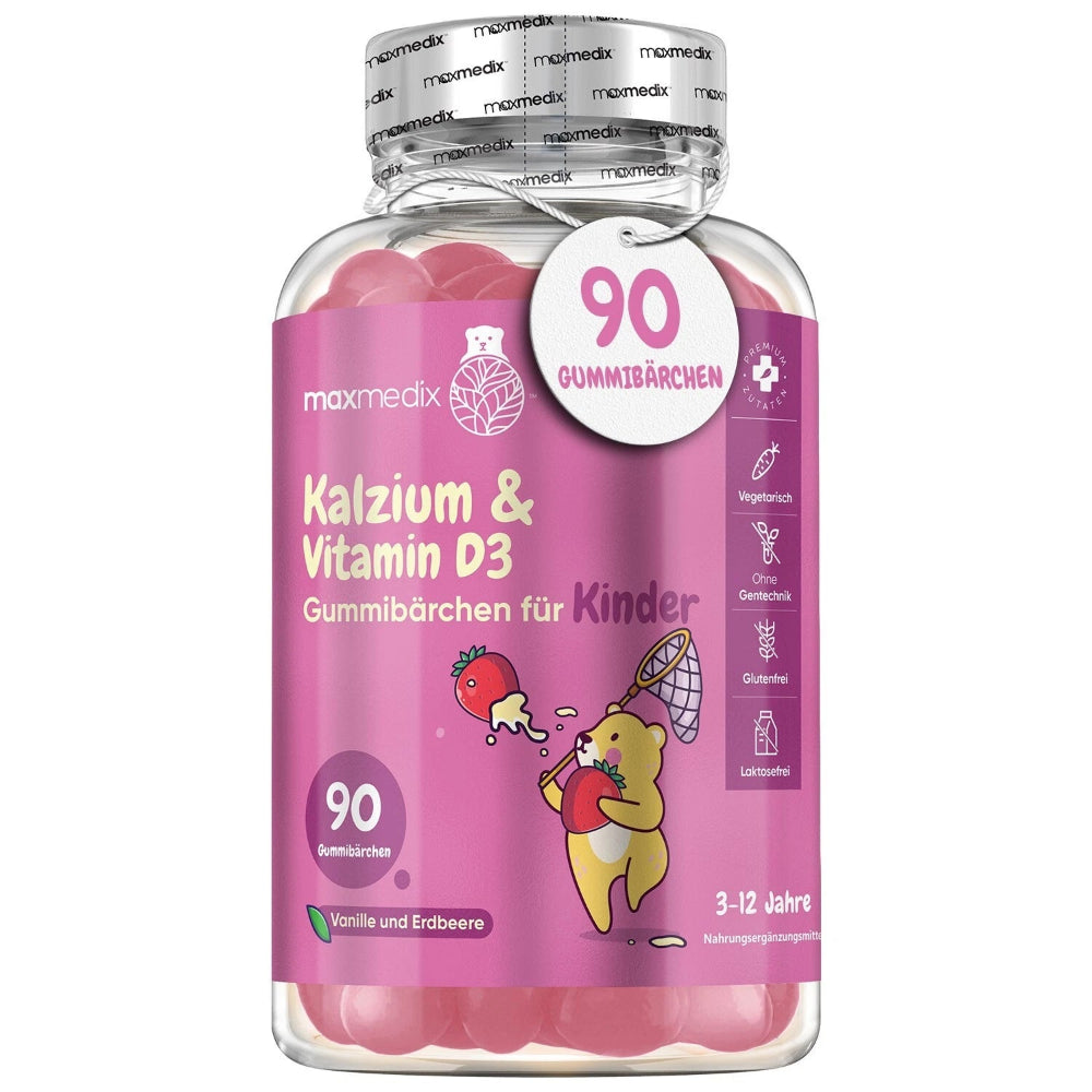 maxmedix | Kalcium & Vitamin D3 Gummibärchen für Kinder - 90 Stück