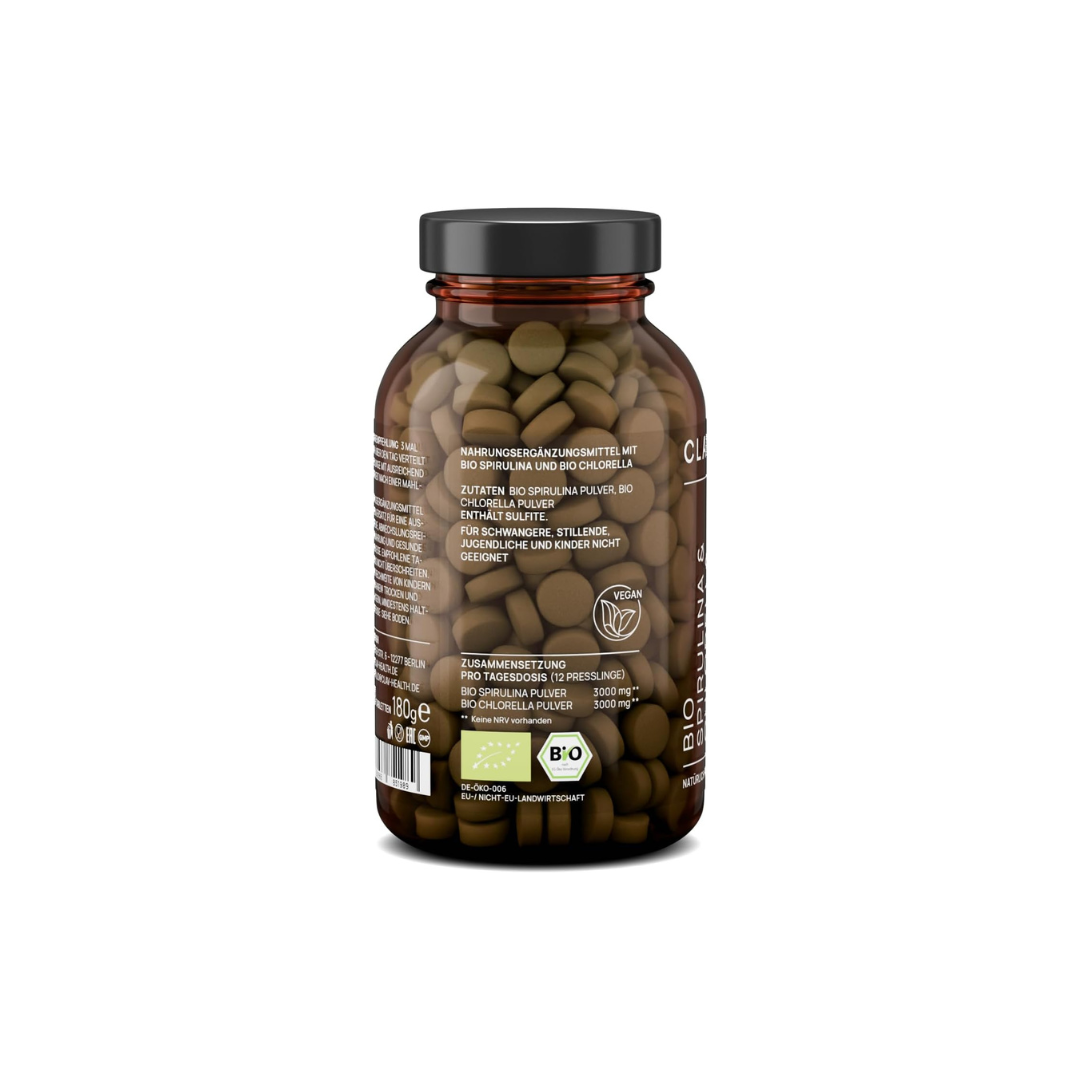 Clav | Bio Spirulina & Chlorella - Premium Algen Pulver Tabletten