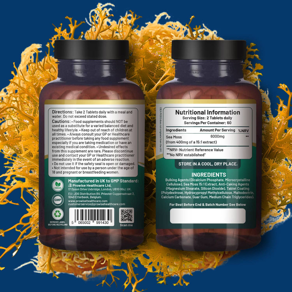Prowise Healthcare | Irische Meeresmoos Tabletten Hochdosiert 6000 mg – 120 Tabletten