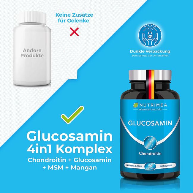 Nutrimea Glucosamin & Chondroitin Hochdosiert + MSM + MANGAN - 90 Kapseln