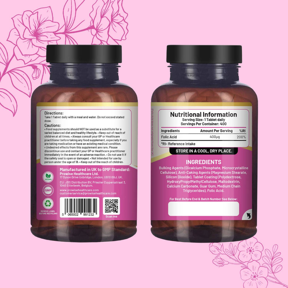 Prowise Healthcare | Folsäuretabletten Vitamin B9 400 µg – 400 vegane Tabletten