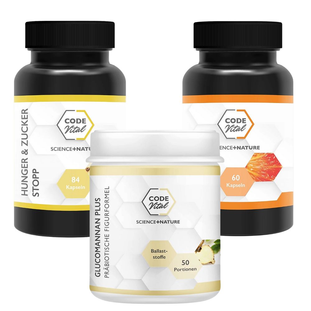 CODE Vital | Wunschfigurpaket mit Hunger & Zucker Stopp + Figura Burn + Glucomannan Plus