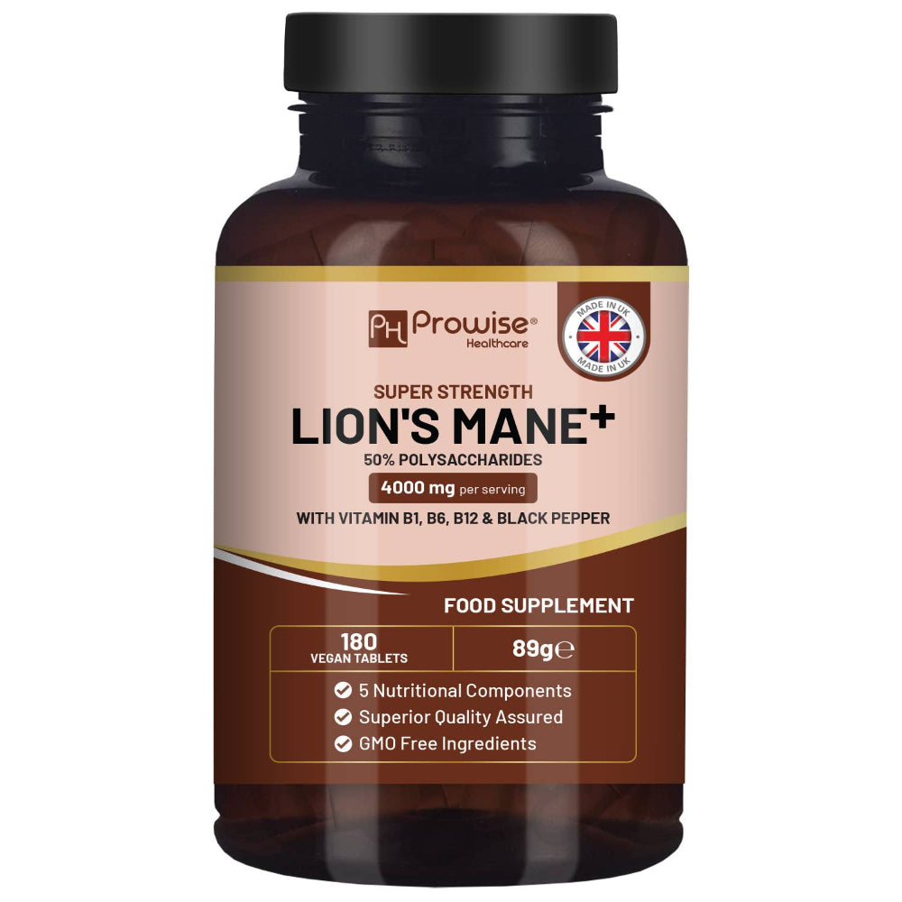 Prowise Healthcare | Löwenmähnen-Pilzpräparat 4000 mg mit Vitamin B1 - 180 Tabletten