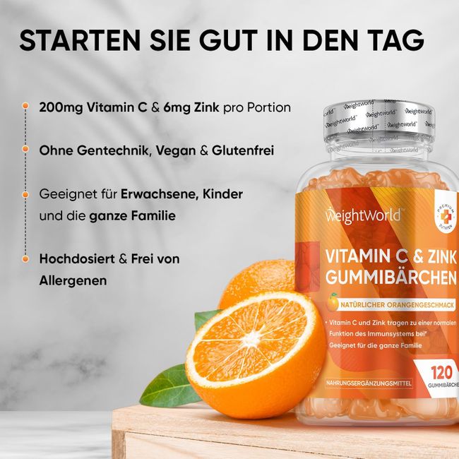 Weightworld | Vitamin C & Zink Gummibärchen - 120 Stück