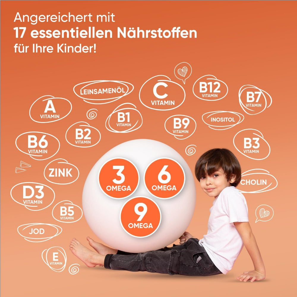 maxmedix | Omega 3, 6, 9 + Multivitamin Gummies für Kinder - 120 Stück