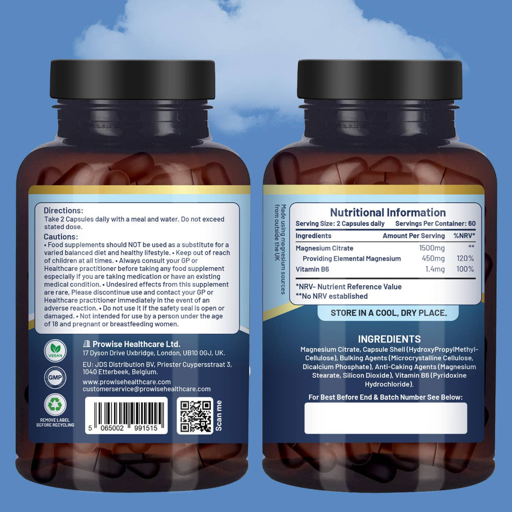 Prowise Healthcare | Magnesiumcitrat 1500 mg mit Vitamin B6 - 120 Kapseln