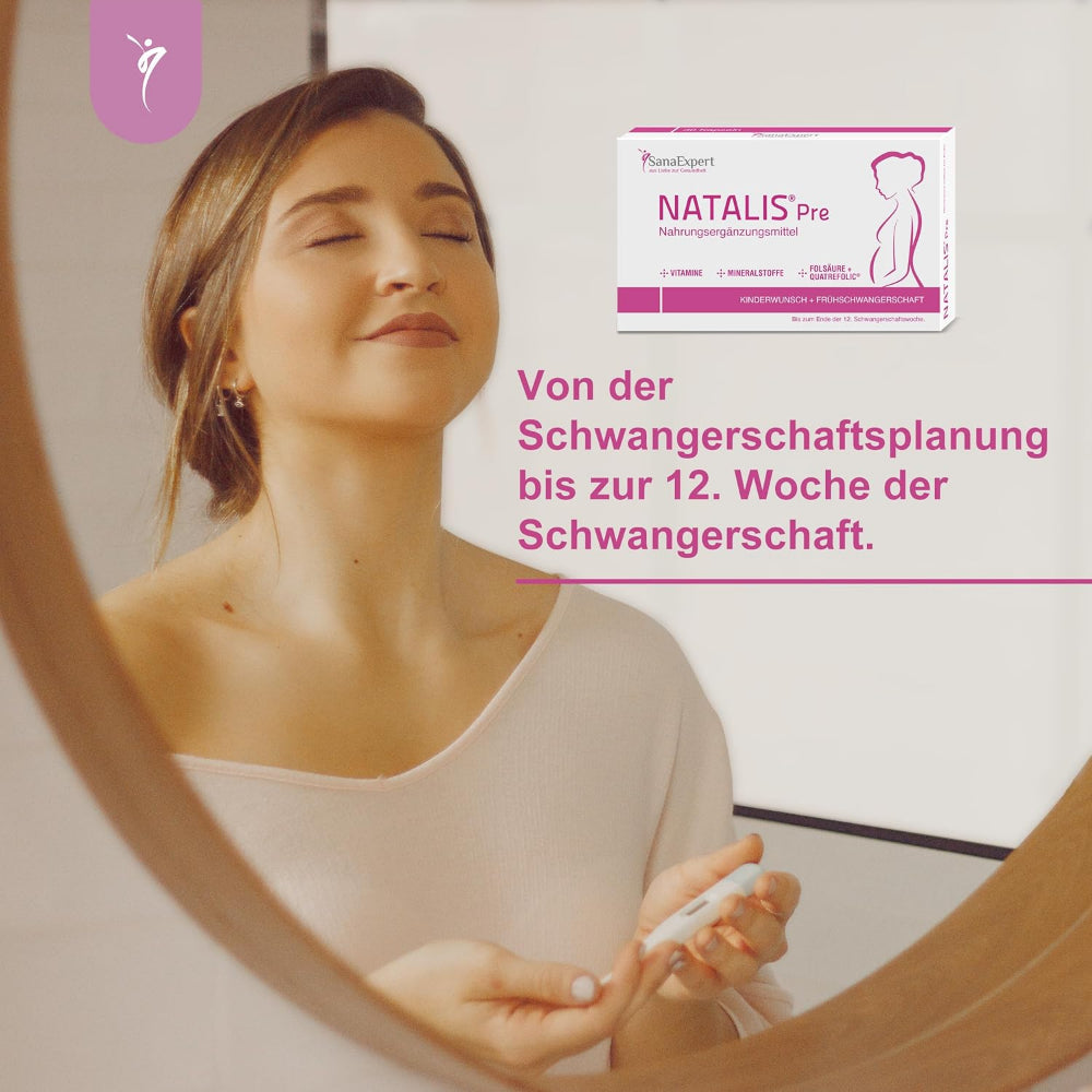 SanaExpert® | Natalis Pre – Folsäure, Quatrefolic®, Eisen und 21 weitere Inhaltsstoffe für Kinderwunsch und Frühschwangerschaft