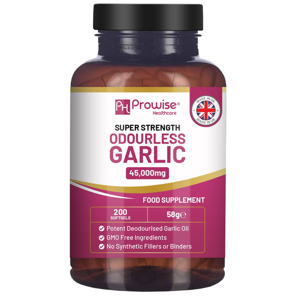 Prowise Healthcare | Hochwertige geruchlose Knoblauchkapseln 45.000 mg - 200 Weichkapseln