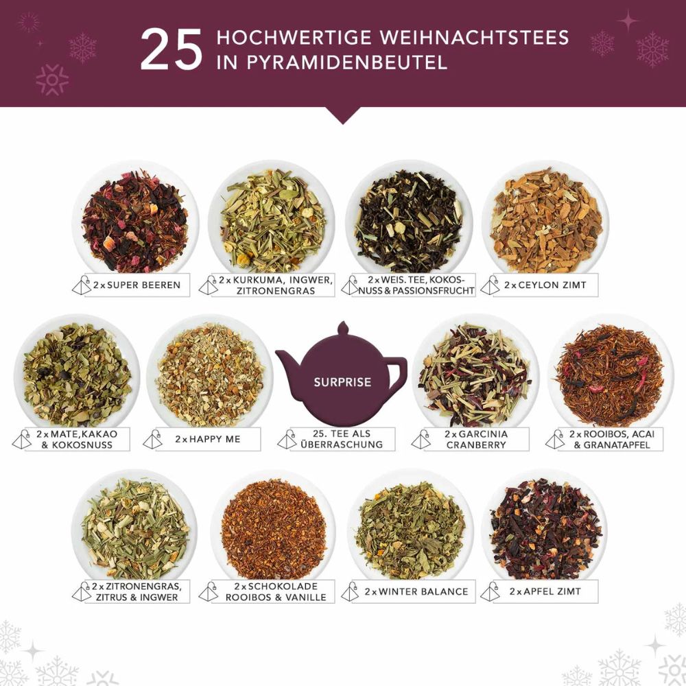 English Tea Shop | Adventskalender "Red Christmas" - 25 BIO Teepyramiden