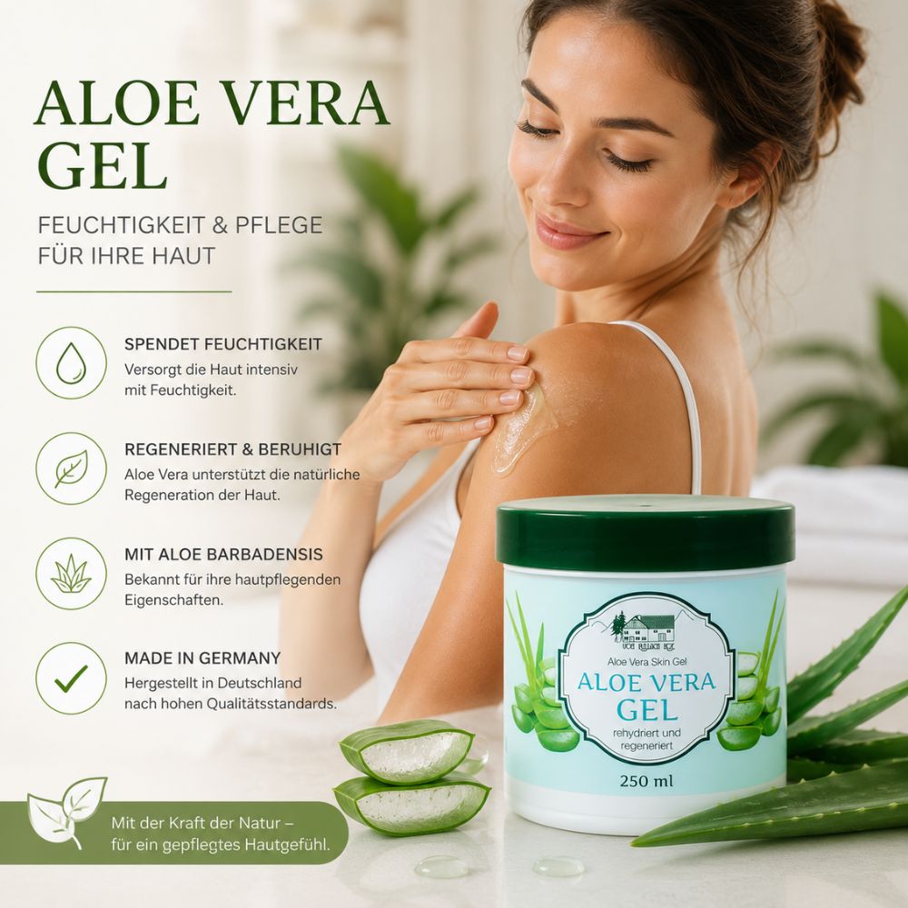 Vom Pullach Hof | Aloe Vera Gel Feuchtigkeitsspendendes Hautpflegegel mit Aloe Barbadensis -  250ml