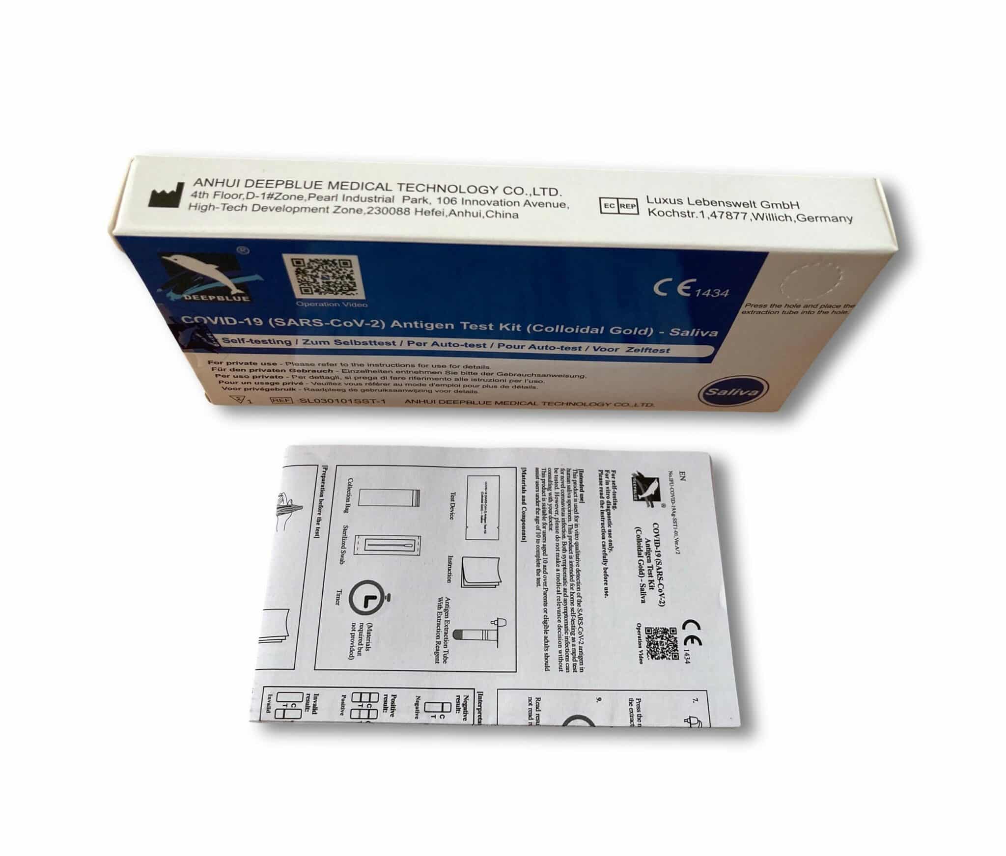 Deepblue | Covid-19 Antigen Test Kit – Selbsttest (Lolli) + 1 Gratis Nanovio FFP2