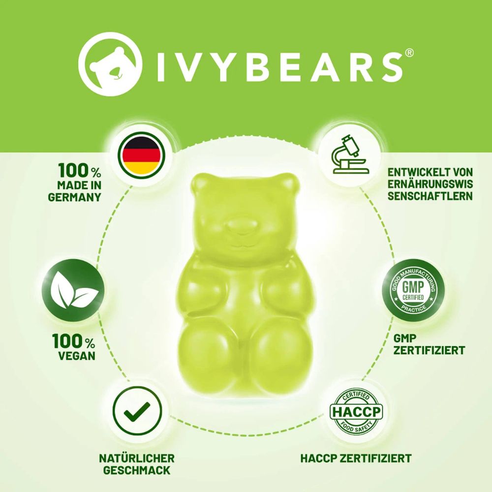 IvyBears | Apple Cider Vinegar mit Folsäure & Vitamin B12 - 60 Gummibärchen