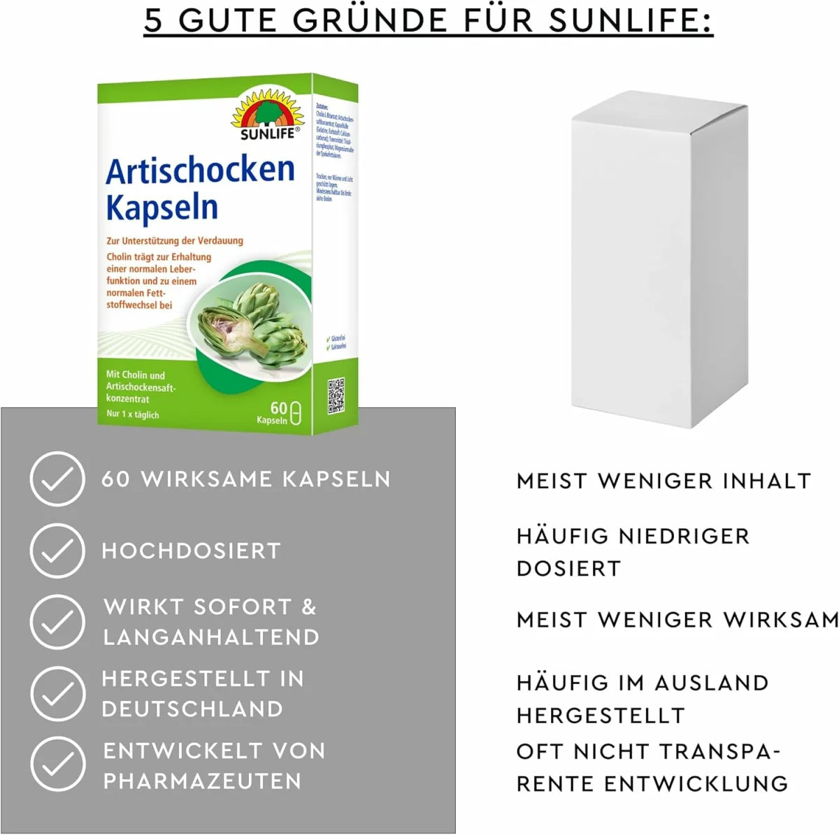 Sunlife | Artischocken Kapseln - Für eine gesunde Verdauung und Leber