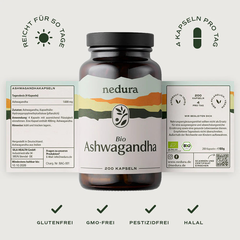 Nedura BIO Ashwagandha – 200 Kapseln