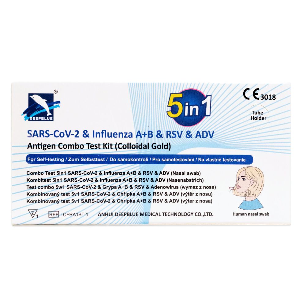 NEU: DeepBlue 5-in-1 Kombi-Schnelltest – COVID-19, Influenza A+B, RSV & Adenovirus + Gratis Nanovio FFP2