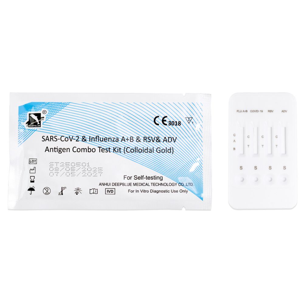 NEU: DeepBlue 5-in-1 Kombi-Schnelltest – COVID-19, Influenza A+B, RSV & Adenovirus + Gratis Nanovio FFP2