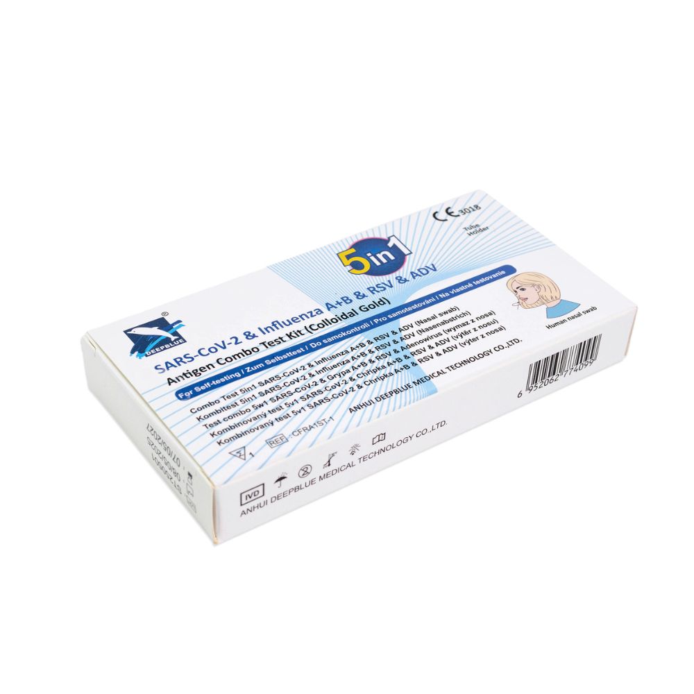 NEU: DeepBlue 5-in-1 Kombi-Schnelltest – COVID-19, Influenza A+B, RSV & Adenovirus + Gratis Nanovio FFP2