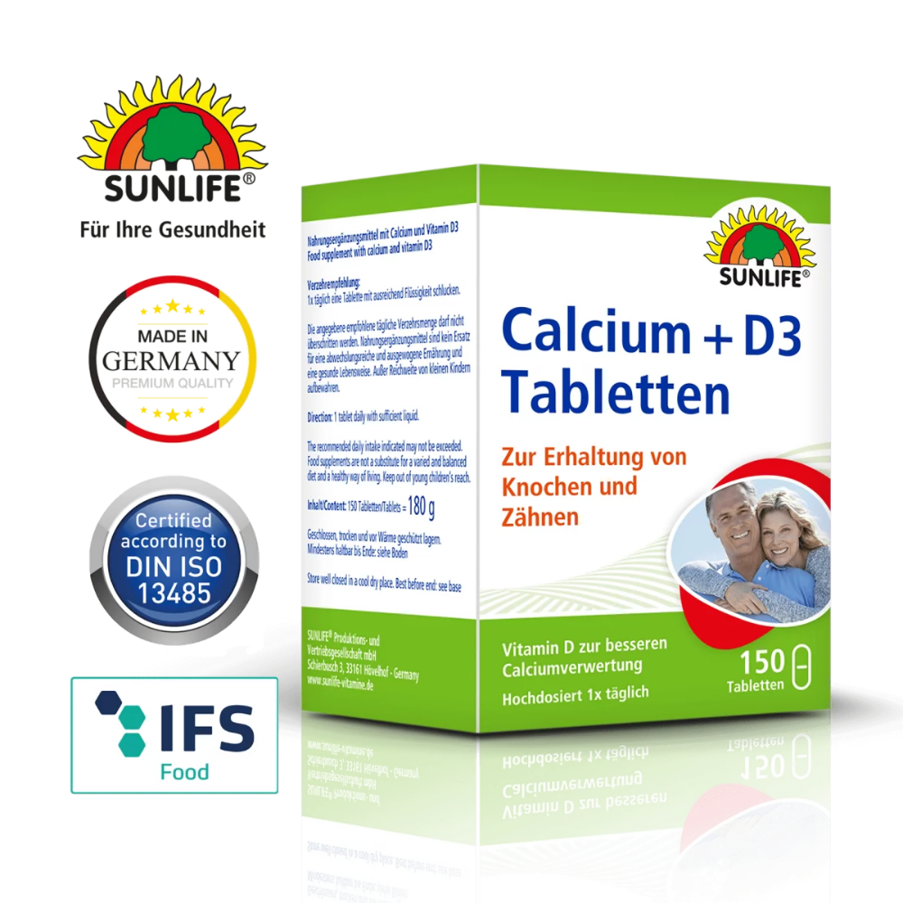 Sunlife | Calcium + Vitamin D3 Tabletten - 150 Stück