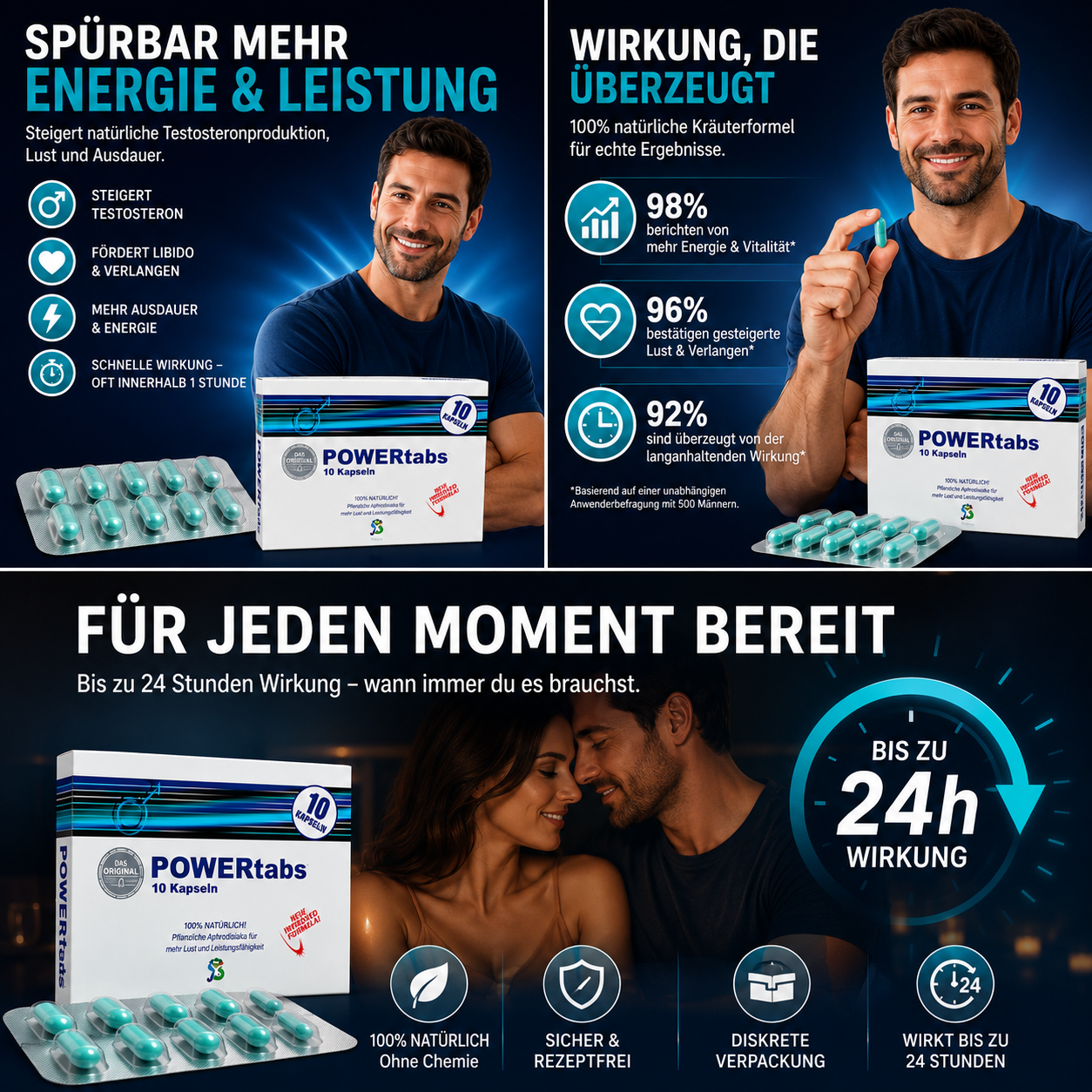 Herb Supply | Powertabs für Männer - Die natürliche Kraft für Männer - 10 Kapseln