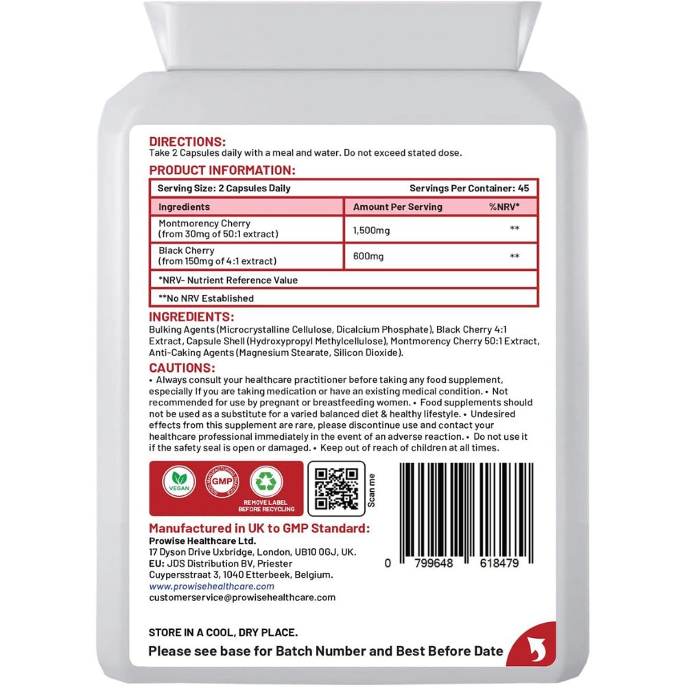 Prowise Healthcare | Cherry Max+ 2100 mg Montmorency Cherry – 90 Kapseln