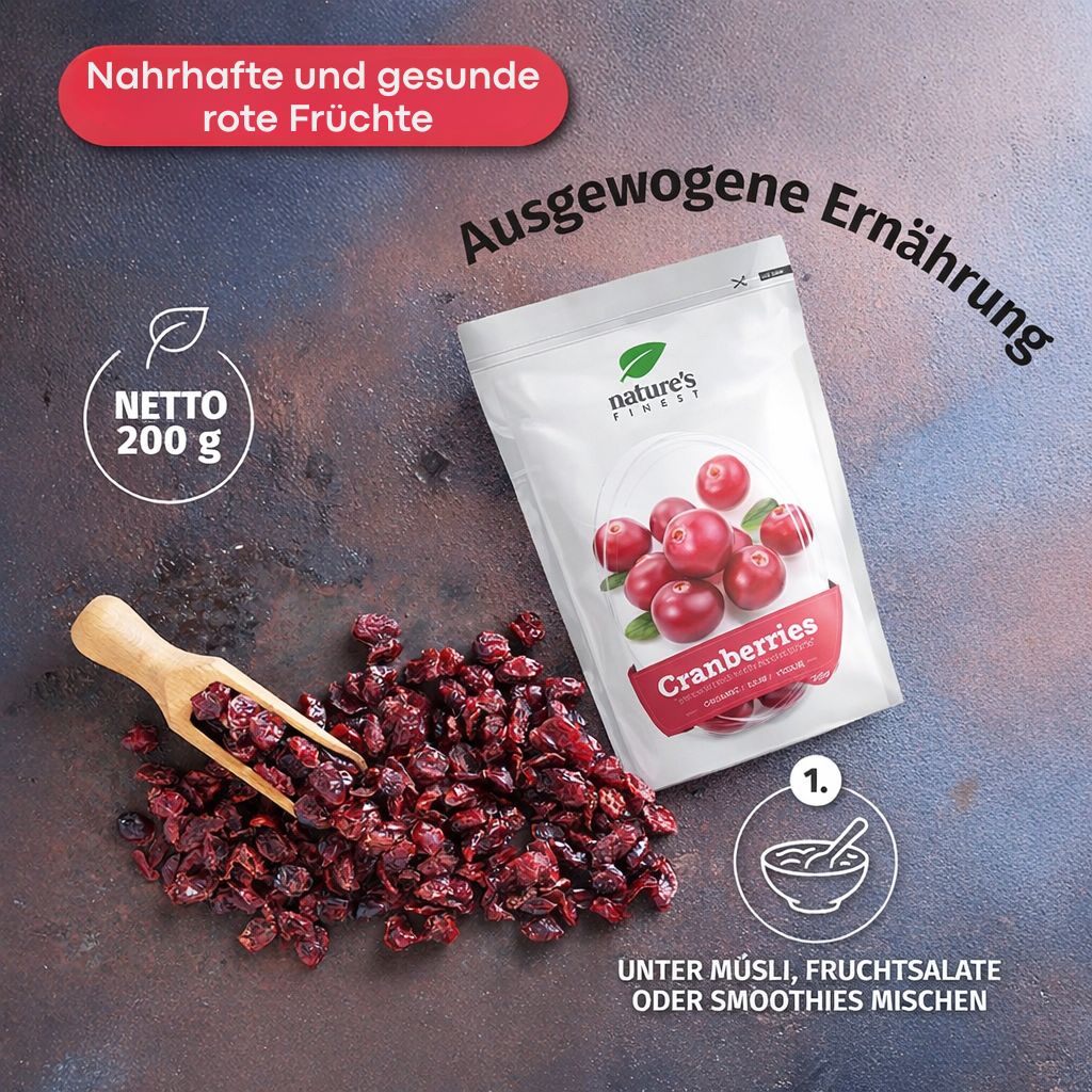 Nature's Finest | Cranberries Bio mit Apfelsaft gesüßt - 200 g