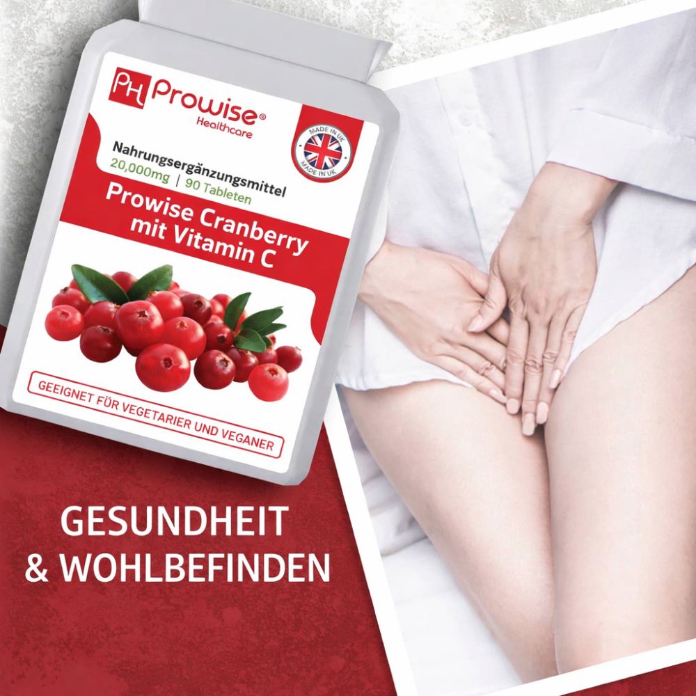 Prowise Healthcare | Doppelte Stärke Cranberry 20.000 mg mit Vitamin C - 90 Tabletten
