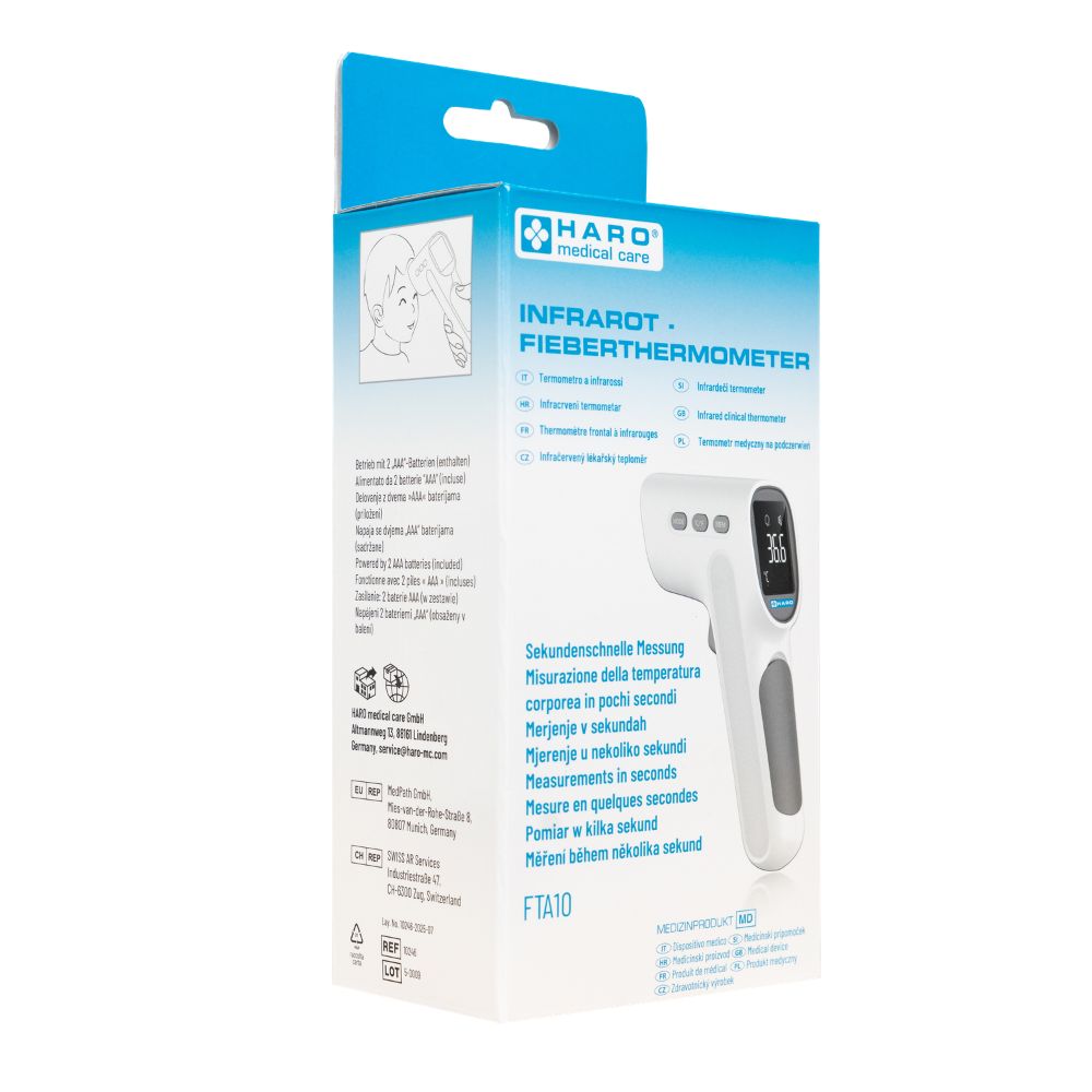 Haro | Digitales Infrarot‑Thermometer – Berührungslose Messung + Batterien enthalten